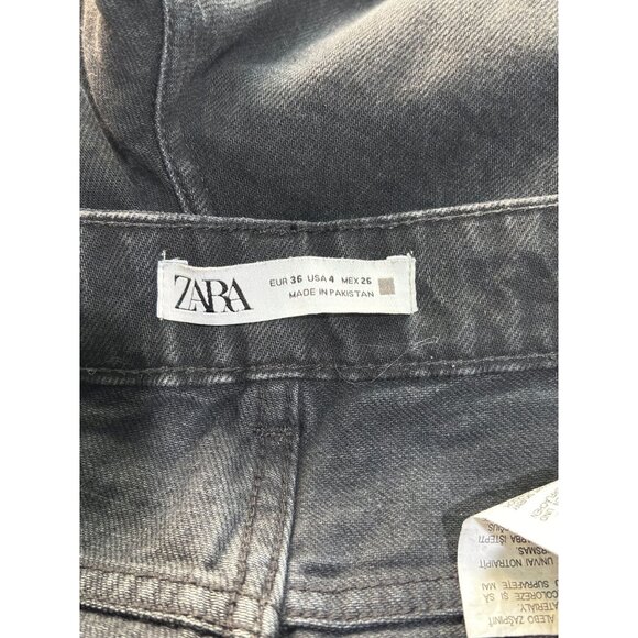 Zara Womens Black High-Waisted Straight-Leg Jeans Size 26/4 Cotton Blend Denim - Picture 4 of 9
